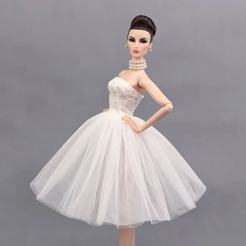 Белое сексуальное короткое платье для куклы Барби цельное вечернее Vestido Одежда