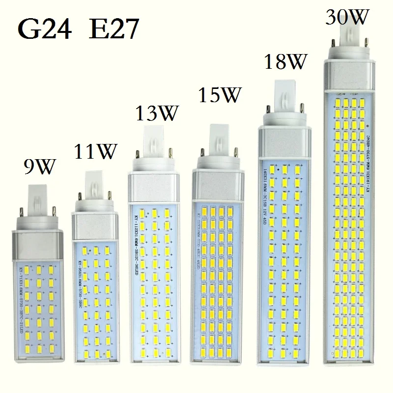 5 шт. светодиодные светильники G24 E27 9 Вт 11 13 15 18 30 Вт|e27 9w|corn bulbled lampada |