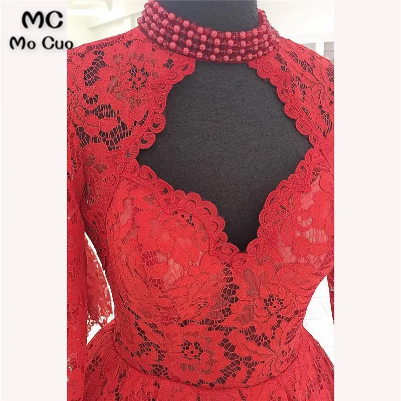 Elegant 2018 Illusion Homecoming dress short with Pearls Lace cocktail party homecoming Long Sleeves | Свадьбы и торжества