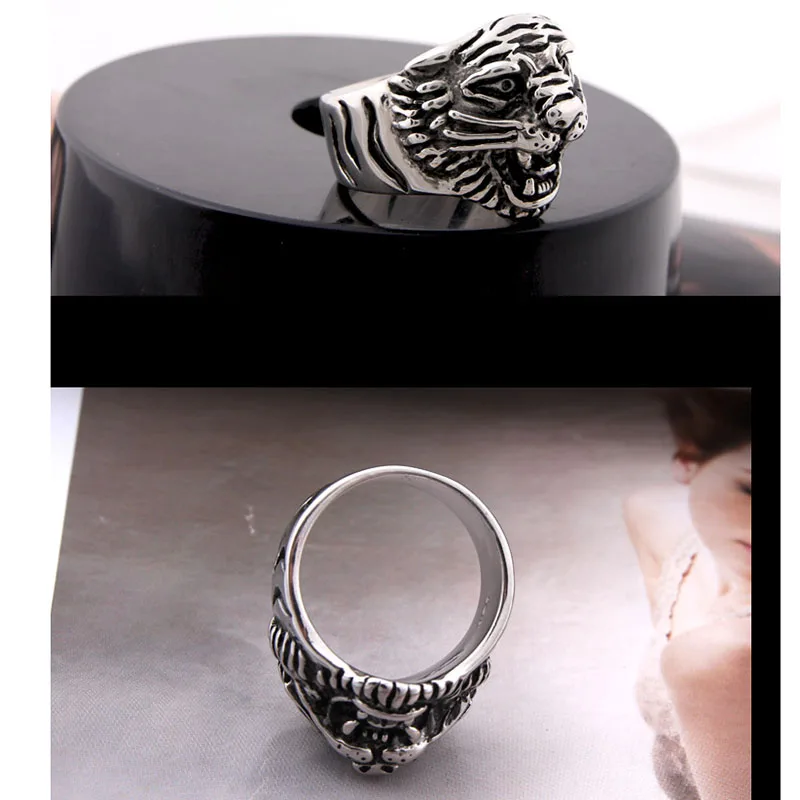 Мужское Винтажное кольцо с головой тигра из нержавеющей стали | Украшения и