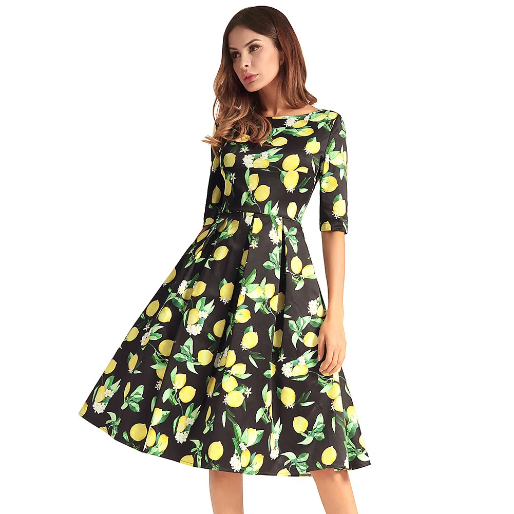 Женское пляжное платье женское длинное с тонкой талией и рукавом принтом