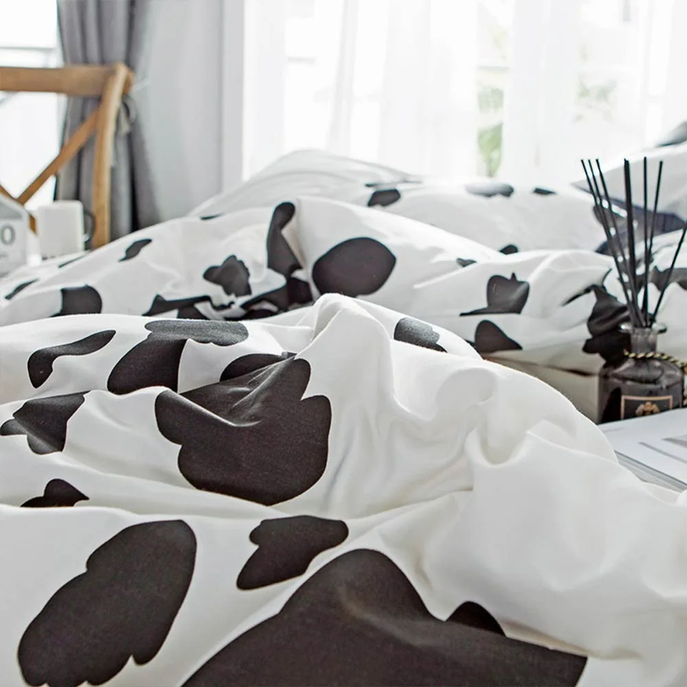 Комплект постельного белья из хлопка с принтом мультфильма Папа и мима Корова