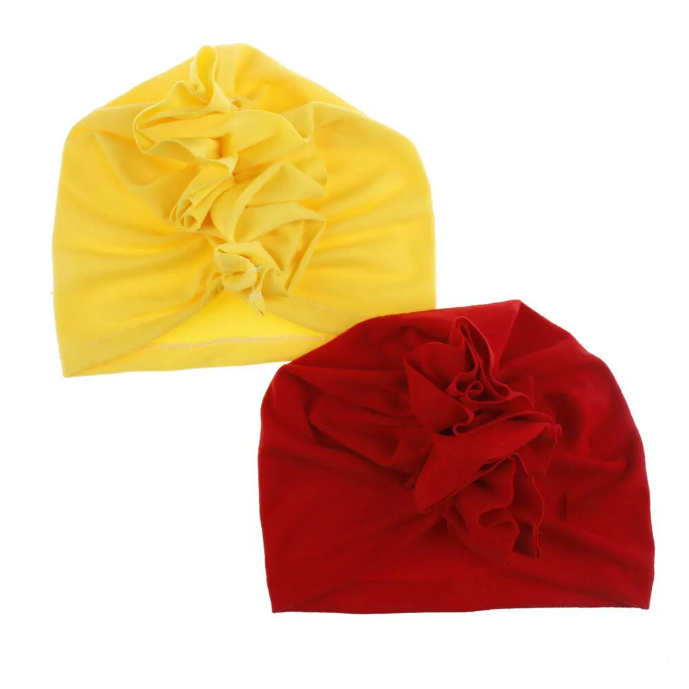 2019 Children Summer Accessories Fashion Newborn Toddler Kid Baby Boy Girl Turban Cotton Beanie Solid Ruffle Candy Color Hat Cap | Детская