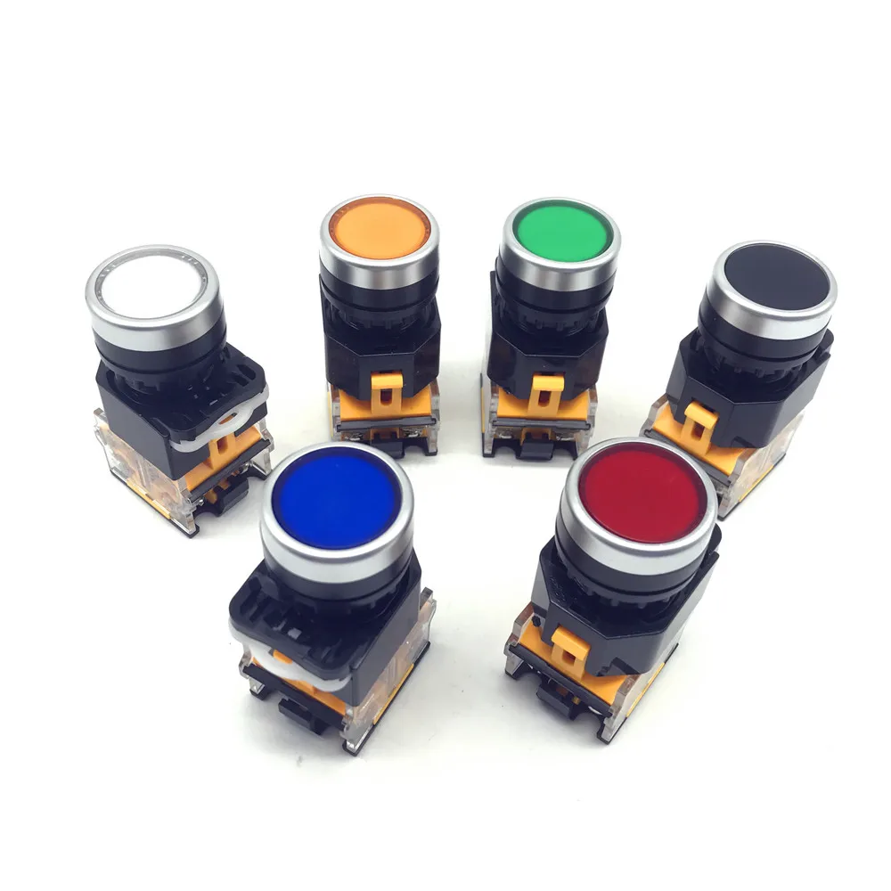 Кнопочный переключатель с панельным креплением 22 мм, 380VAC 10A 1NO 1NC DPST