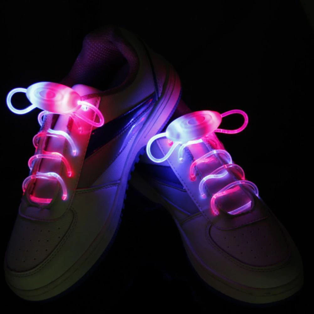 Hot LED Flash Luminous Shoelace Light Up Glow Round Strap Shoe Laces Party Decor Shoestrings Lazy No Tie Shoeslace 11 Colors