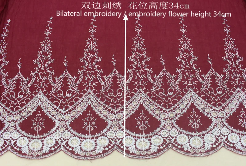 Cotton Cloth Lace Fabric Positioning Bilateral Embroidery 138CM DIY Fabric Baby Clothes Skirt Home Textile Accessories