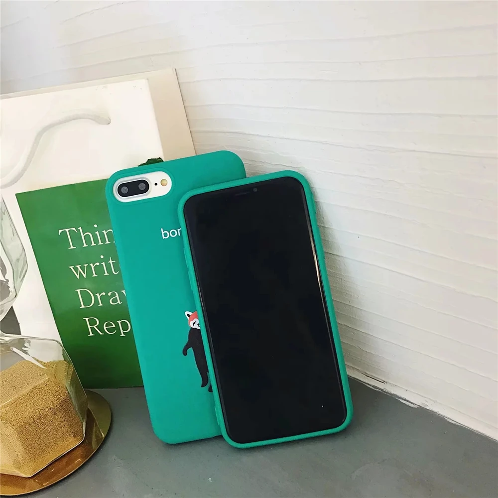 Летние ясности зеленый милый лиса пары задняя крышка для iPhone 6 S плюс 7 8 Plus X Мягкая