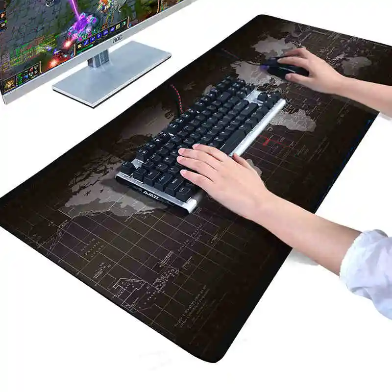 

New Large Size 900x400X3mm World Map Laptop Gaming Mouse Pad Locking Edge Rubber Mouse Mat for Dota 2 LOL CSGO Game Table Mat