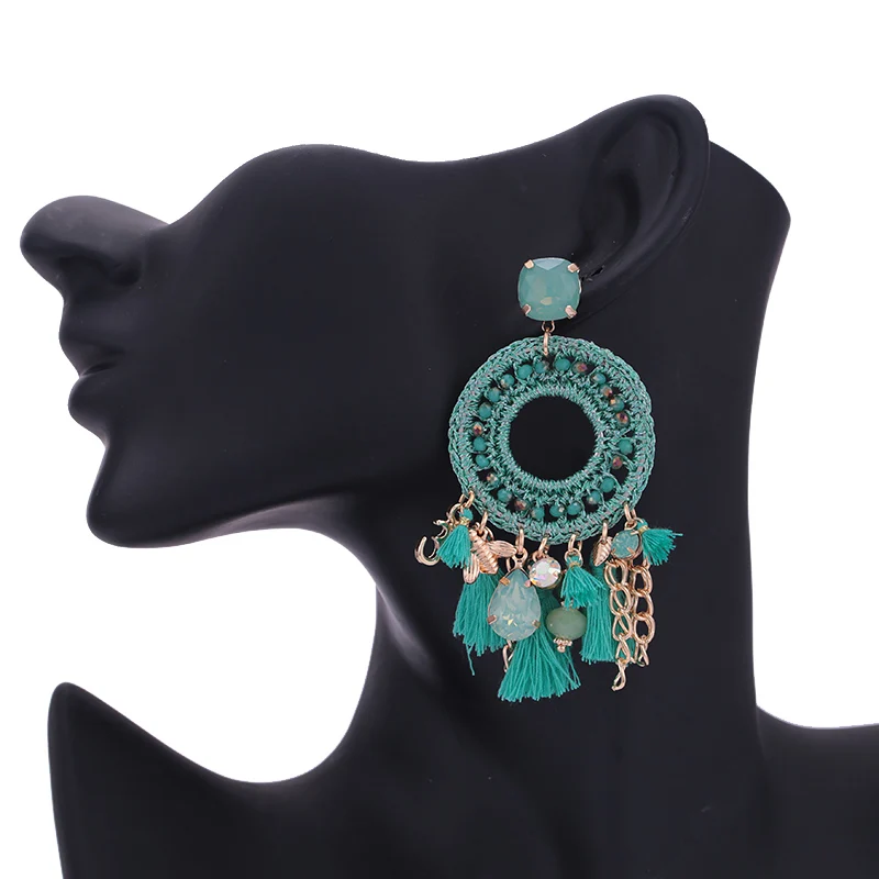 Sehuoran женские серьги с кисточками Boho Oorbellen хрустальные бусины граненые ручной