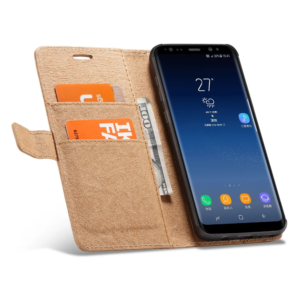 WHATIF кошелек с кармашком для карт чехлы телефонов Samsung Galaxy S8 G950F чехол + Plus Кожаные