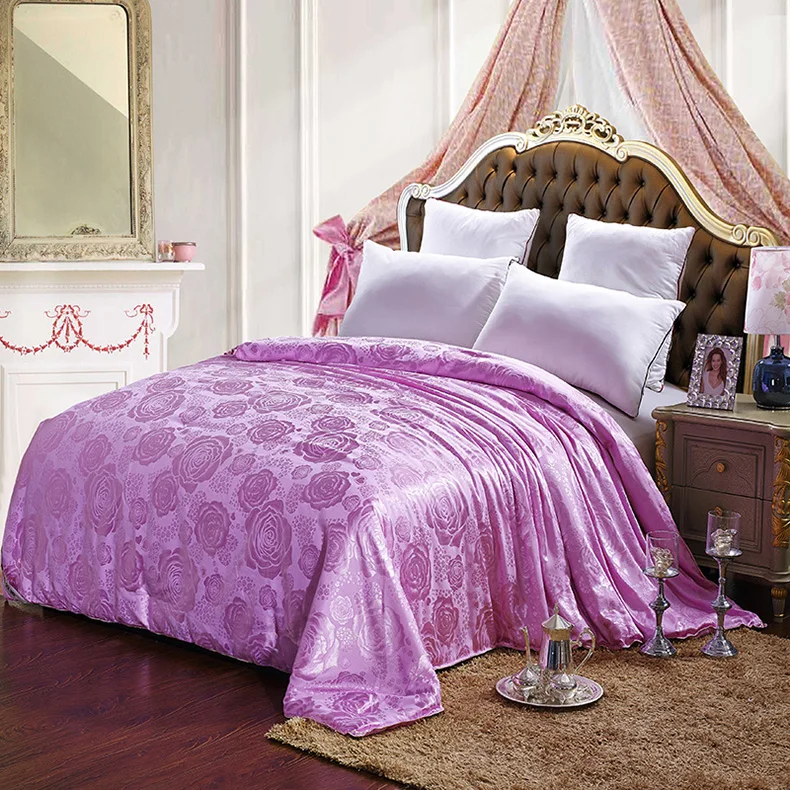 Зимнее и Летнее шелковое удобное стеганое пуховое одеяло из 100% тутового шелка