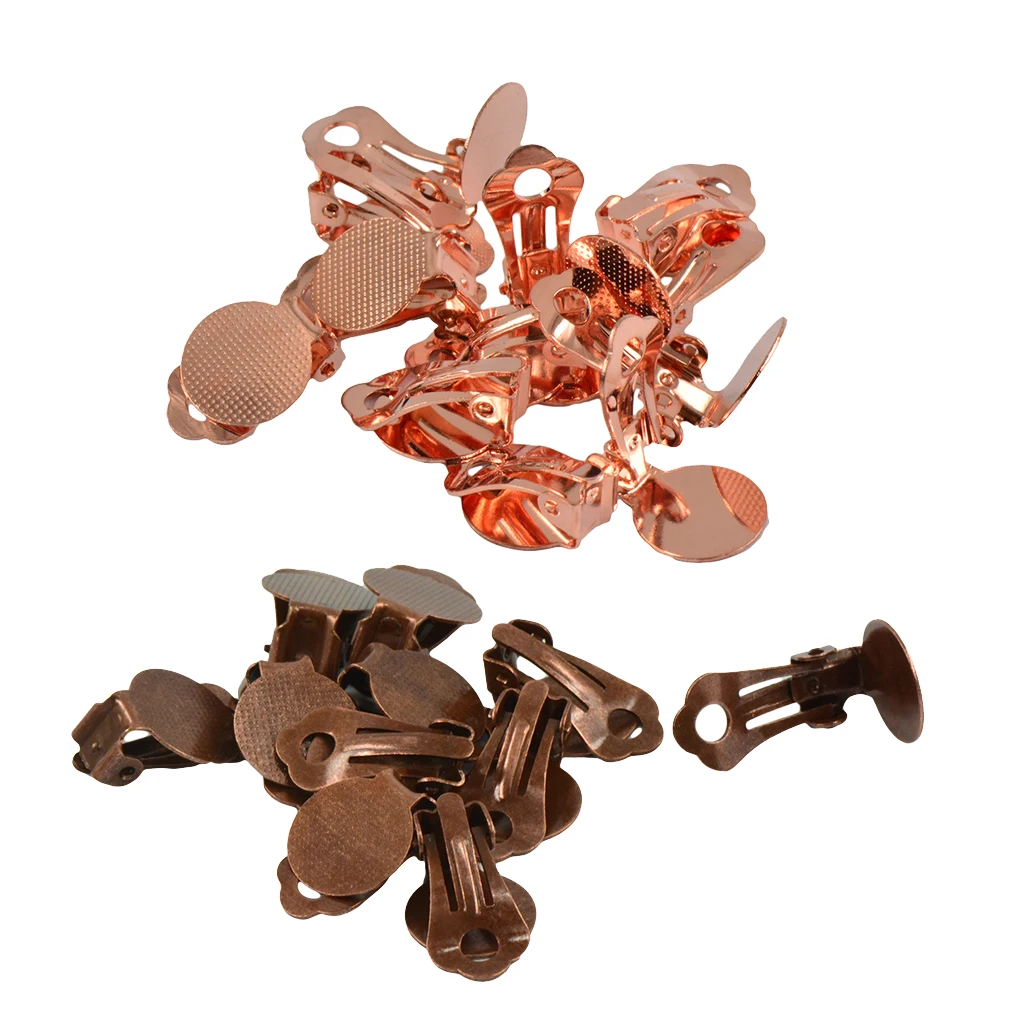 

24 Pieces Mixed Color Plated Clip On Earring Pad Glue On Findings Jewelry Making DIY Craft 16mm *12 Mm