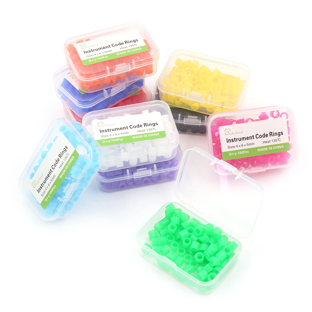 

100Pcs 4*6*5mm Autoclavable Universal Dental Orthodontic Universal Silicone Instrument Color Code Rings Multi-Color