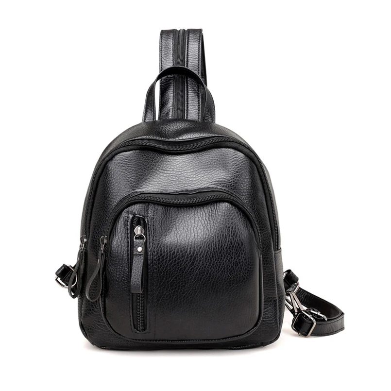 Женский рюкзак mochila mujer, кожаный маленький рюкзак, подростковые черные рюкзаки, Многофункциональный школьный рюкзак, повседневный рюкзак