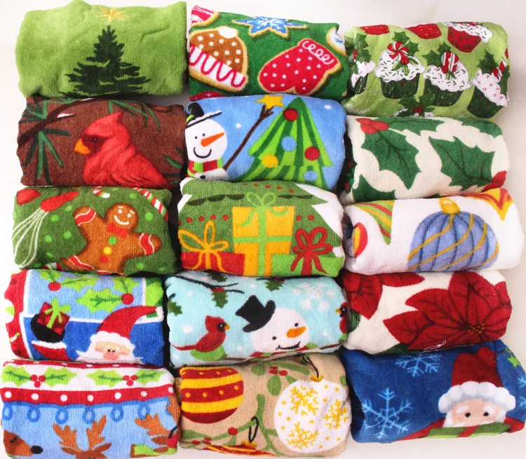 Хлопчатобумажное полотенце с принтом в виде рождественских изображений 10 шт./лот