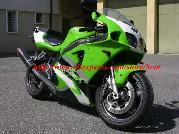 Высококачественный комплект обтекателей зеленого и белого цвета для KAWASAKI ZX7R 96-03