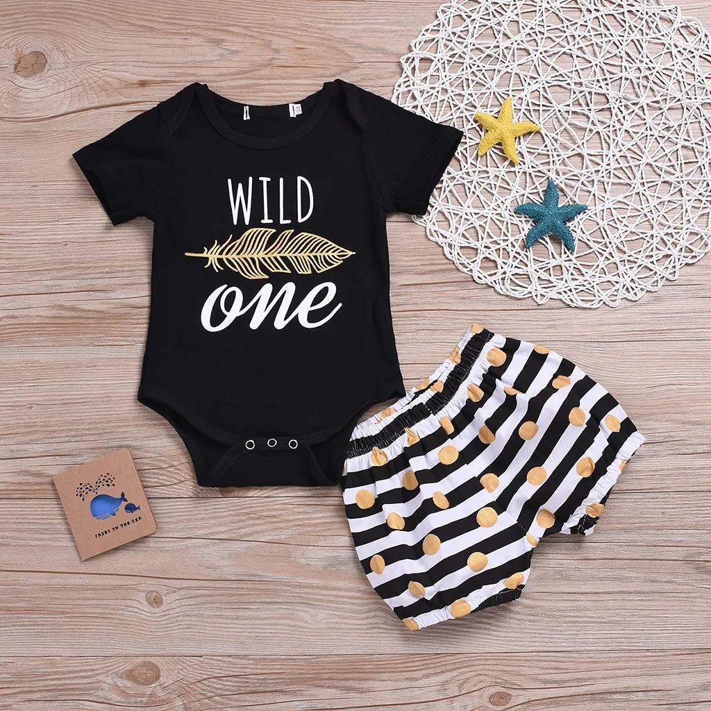 Toddler Baby Short Sleeve Feather Romper Tops+Stripe Shorts Set Kids Clothes Boy Summer Hooded Outfit | Детская одежда и обувь