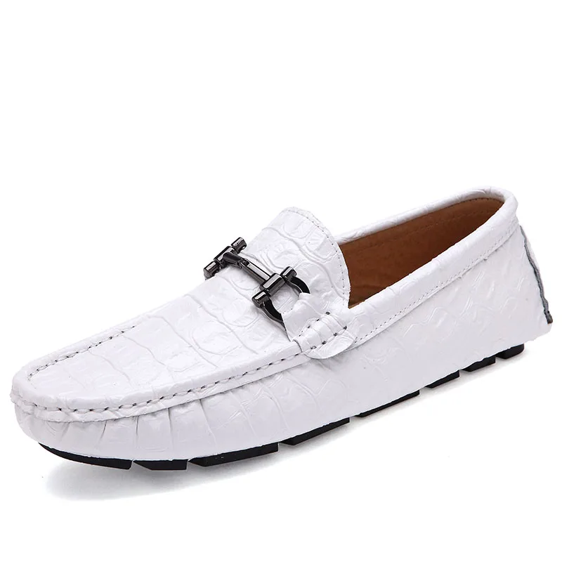 syxy-9831-White Мужские туфли Лоферы итальянская обувь повседневное для мужчин s Лоферы пояса из натуральной кожи обувь для вождения Ман Мокасины Дышащая Обувь на полукруглой подошве белый - Цвет: syxy-9831-White