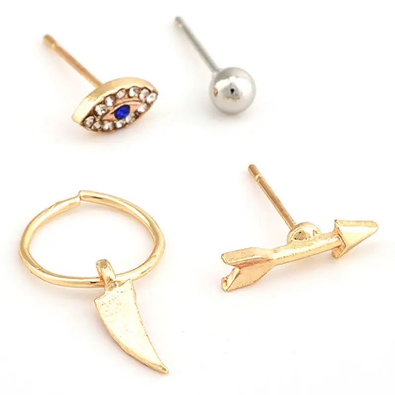 4 шт./компл. модные золотые серьги с кулоном в виде глаза и стрелы из горного