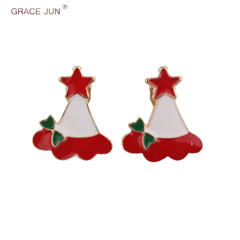 Бренд Grace Jun 2018 новые модные серьги на клипсах в форме рождественской елки для