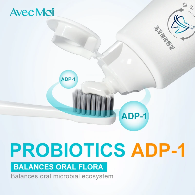 Avec Moi Probiotics зубная паста 2 шт. комбо, акватический вкус мяты, антибактериальная зубная паста, стойкий свежий бриз, отбеливание