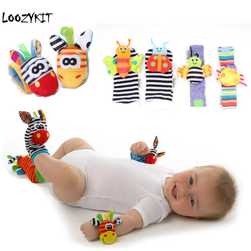 Loozykit/детские носки для младенцев погремушки игрушки на запястье и носочки ног