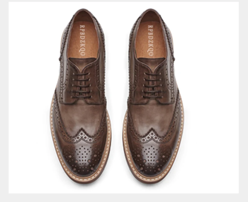Wingtip Роскошные вечерние весенние европейские брендовые туфли на шнуровке Броги коричневые туфли-оксфорды для выпускного вечера из натуральной кожи итальянская мужская обувь бренды
