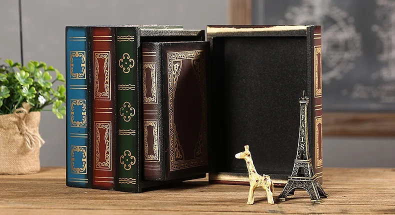 Декоративная винтажная фальшивая книга ретро-органайзер, коробки, секретная коробка для хранения, деревянный косметический чехол для украшений, для дома, офиса, книг, полка, Декор