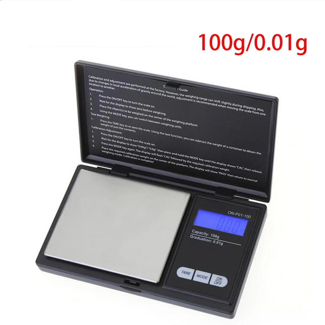 

100g/200g x 0.01g Digital Scales Mini Portable Precision Reloading Powder Grain Jewelry Carat Black With Three Weighing Modes