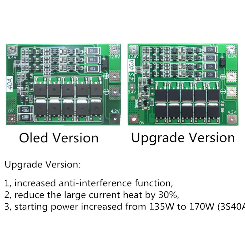 2PCS 3S 40A BMS 11.1V 12.6V 40A 18650 lithium battery protection Board with balanced Version for drill
