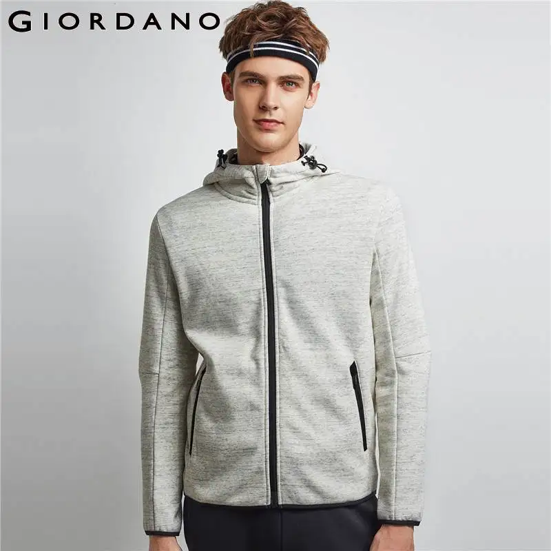 Мужская куртка из флиса с капюшоном Giordano ветрозащитная флисовой подкладкой и на