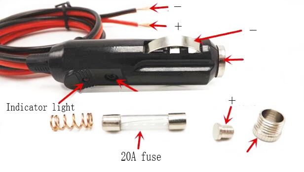 12v 20A 10a автомобильного прикуривателя разъем 1 5/2 5 проволока прямоугольного