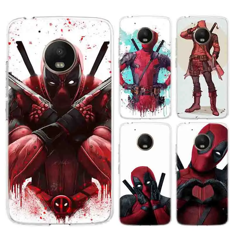 Marvel Hero Deadpool Back case Soft TPU Heart Phone Case For Motorola MOTO G7 G6 G5S G5 E6 E5 E4 Plus power G4 Play Cover |