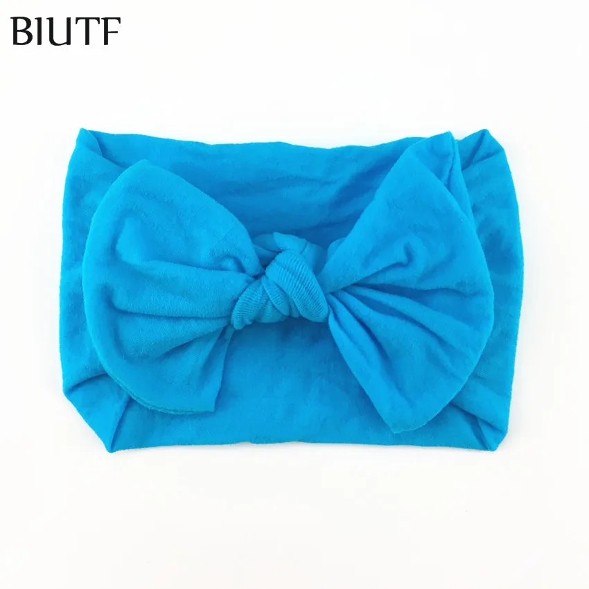 8-blue 20 шт./партия, Модный головной убор, мягкая нейлоновая эластичная заставка лента для волос с бантиком, подходит для детей 0-32 месяцев HB084 - Цвет: 8-blue