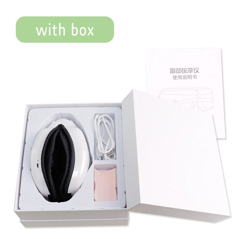 With Box Маска для сна, массажер для глаз, электрический воздушный массажный инструмент для глаз, Музыкальный беспроводной Вибрационный магнитный нагрев, терапия - Цвет: With Box