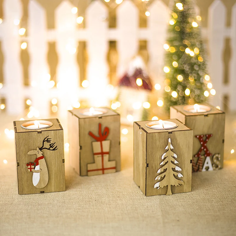 Navidad 2018 деревянные подсвечники фонари винтажные рождественские украшения для
