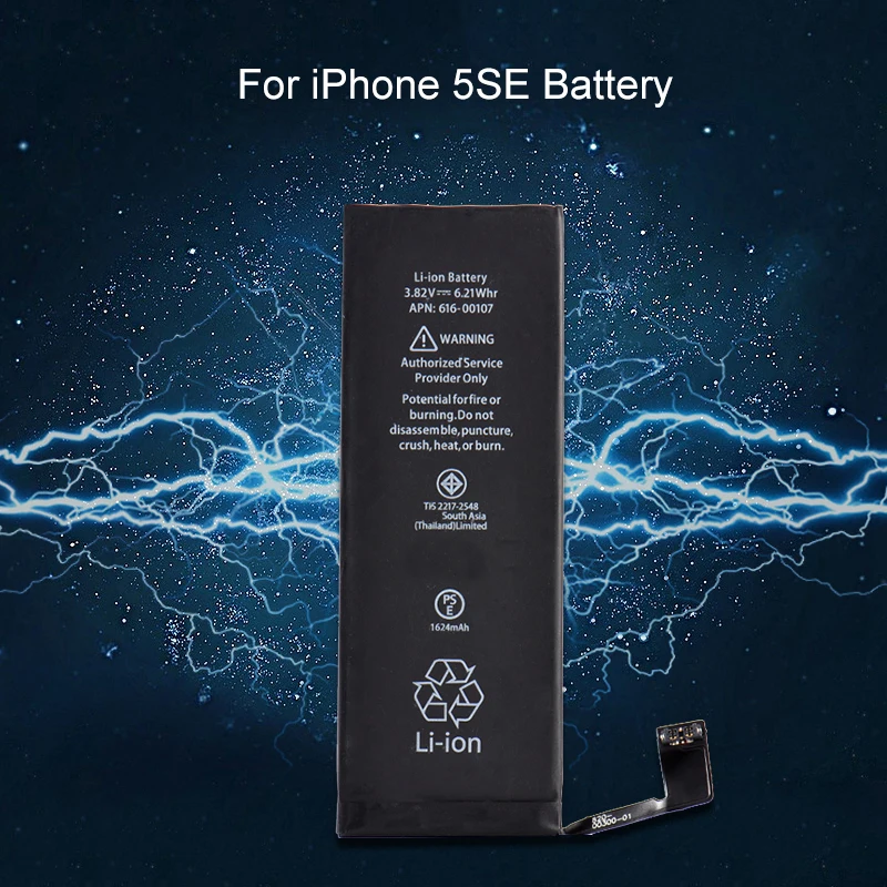 Сменный литий-ионный аккумулятор Internel 3 82 в 1624 мАч для iPhone SE черная Встроенная