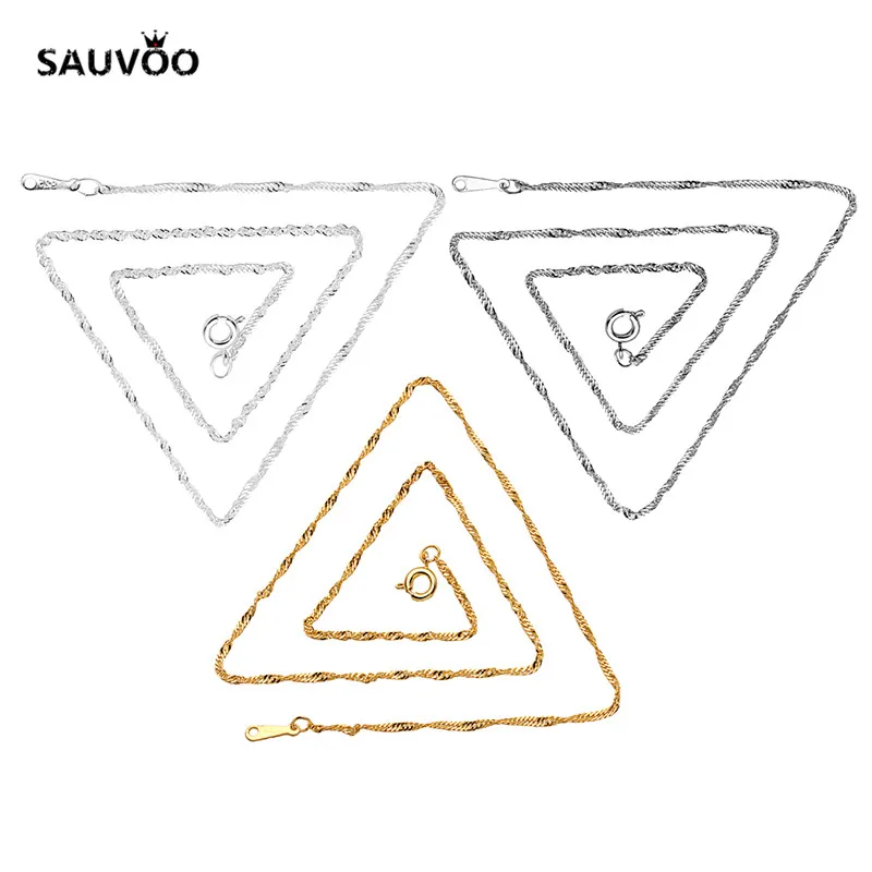 

SAUVOO 12 pcs/lot Bulk Necklace Chains With Lobster Clasps Rhodium Silver Color 40cm Length DIY Necklace Jewelry Findings F1959