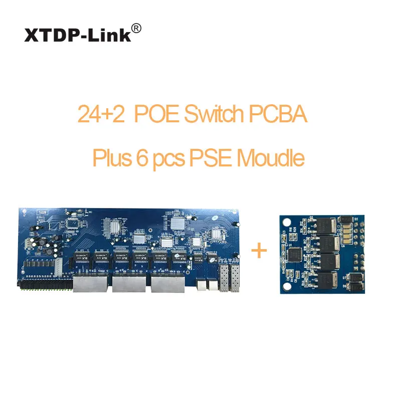26 портовый POE коммутатор модуль pcba 24 порта 100 Мбит/с 2 порта Uplink гигабитный дополнительный UTP/SFP медный волоконно-оптический кабель для камеры