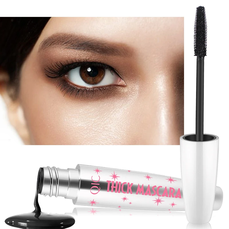 

QIC Eyes Makeup Black Mascara Eyelashes Curling Pen Make up Liquid Mascaras Eye Lash Thick Cosmetic Tool Lengthening Brush Rimel