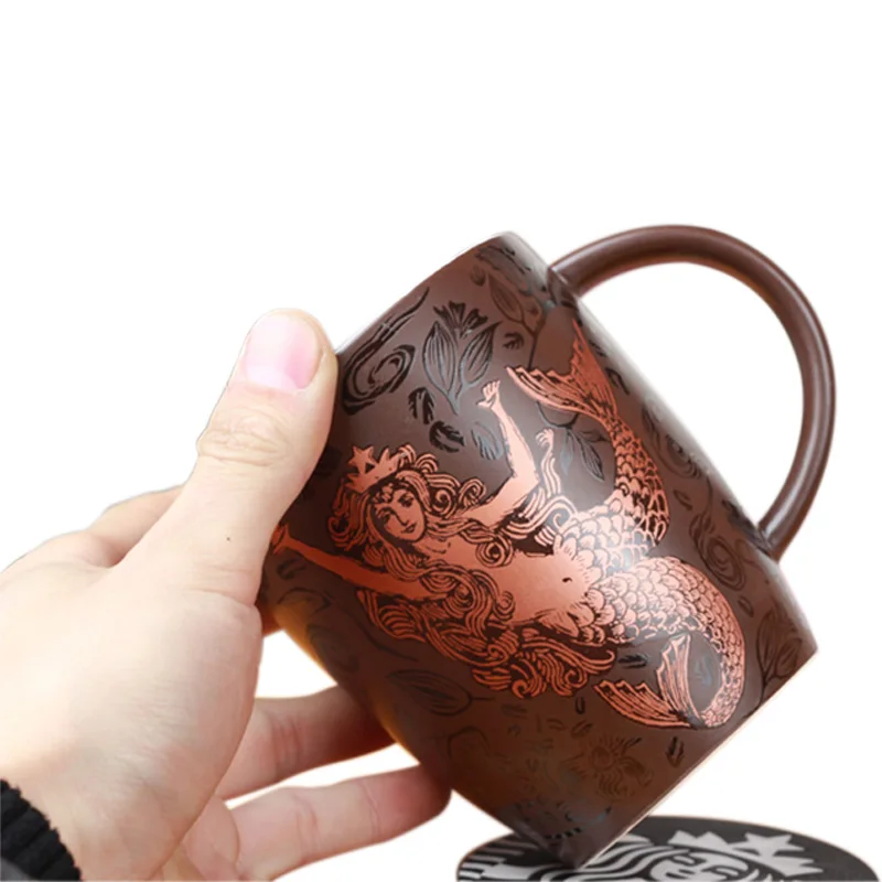 Классическая Ограниченная серия Черная Золотая кофейная кружка русалки