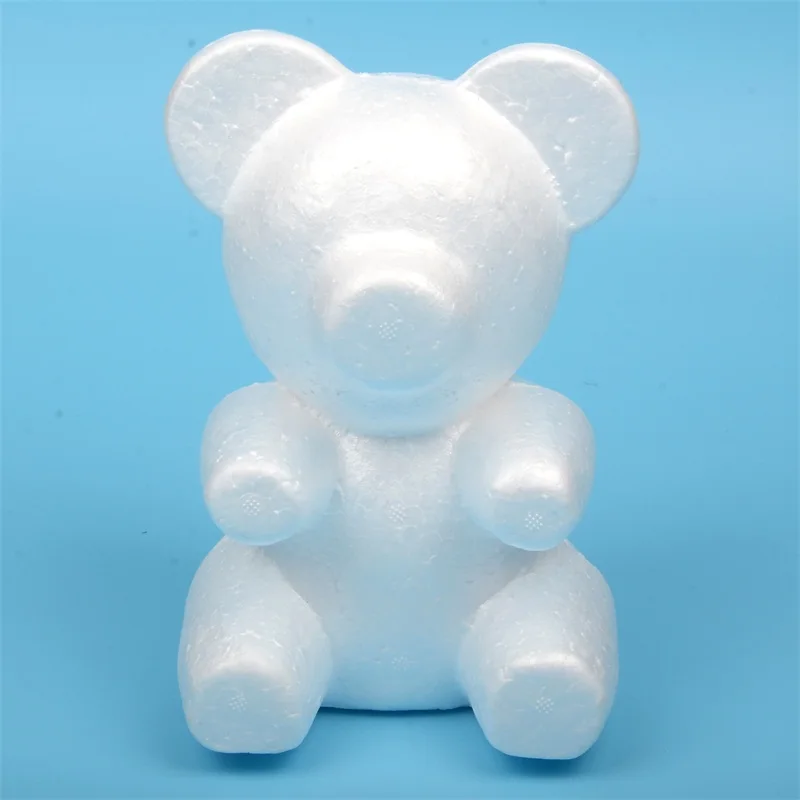 20CM 1pcs Polystyrene Styrofoam Foam Rose Bear White Craft For DIY Christmas Party Decoration Wedding New Year Valentines Day Gift - Цвет: 20CM