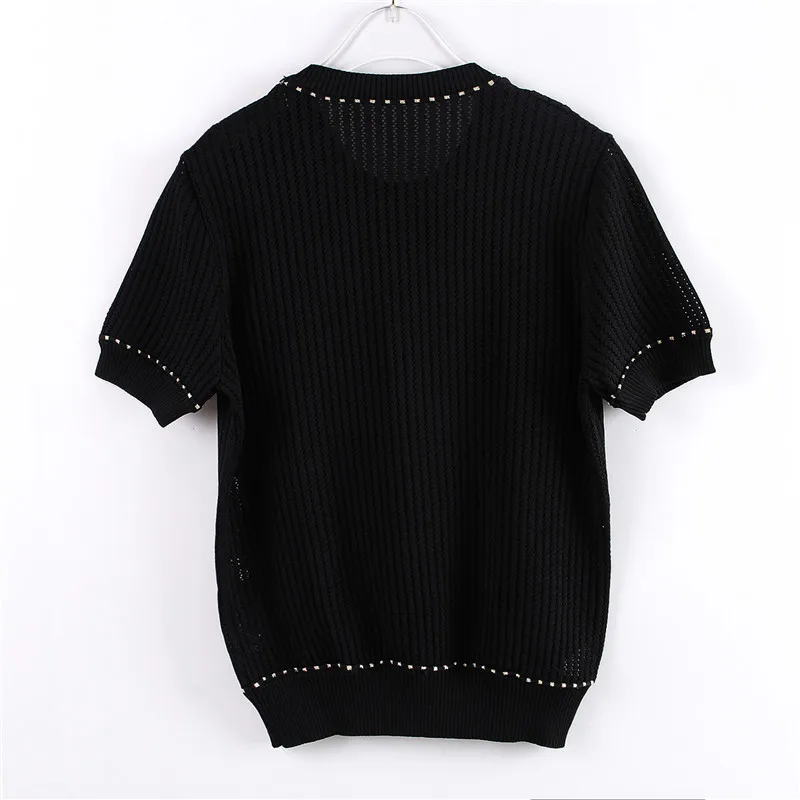 2019 Новый осенний вязаный свитер из двух частей Twinset Outfit Женщины Золотая линия