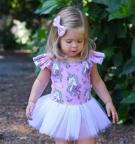 2018 New Fashion Kids Baby Girls Unicorn Tutu Dress Tulle Party Pageant Prom Summer Casual Sundress Clothes | Детская одежда и