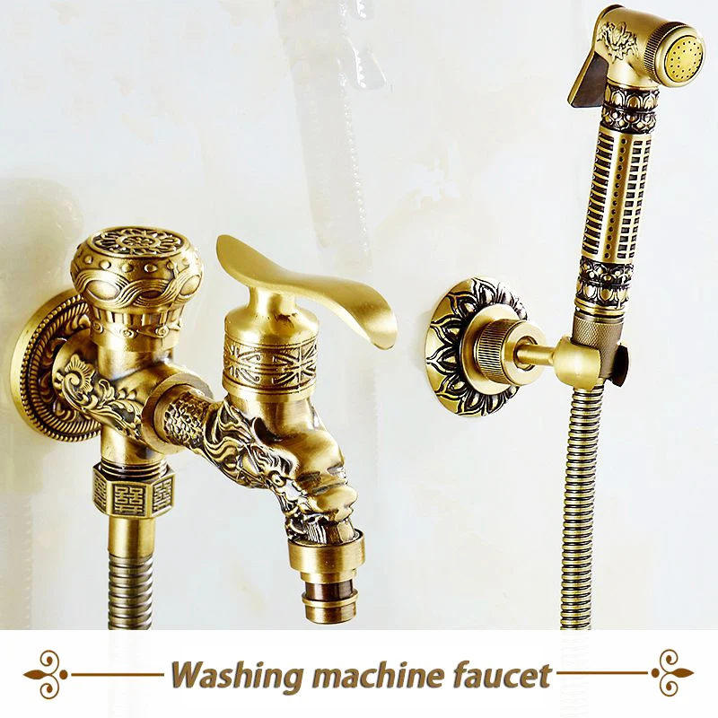 Uythner настенный кран для ванной комнаты резной стиральной машины с двумя