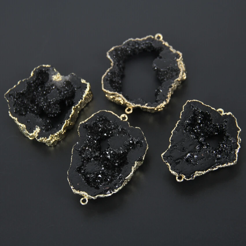 5 шт. натуральный пистолет черный Druzy ломтик разъемы цепочки и ожерелья питания