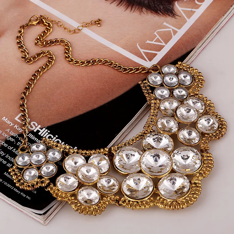 Массивное ожерелье для костюма LZHLQ металлическая бахрома большой кристалл