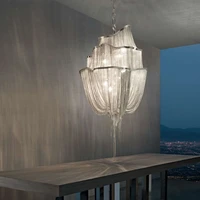led e14 postmodern iron aluminum chain gold chrome silver lustre chandelier lighting suspension luminaire lampen for foyer