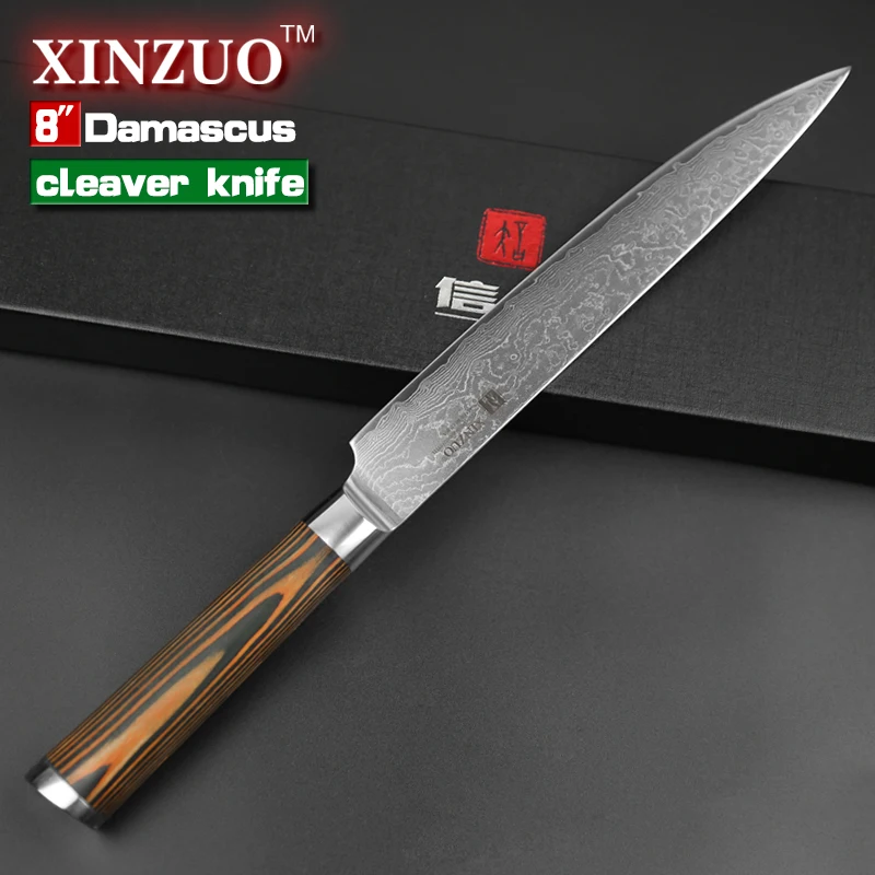 Нож Мясницкий XINZUO 8 дюймов японские кухонные ножи ручной работы 67 слоев дамасский