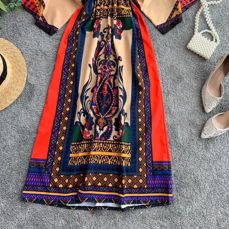 Новинка 2019 модные женские платья праздничное платье с этническим принтом